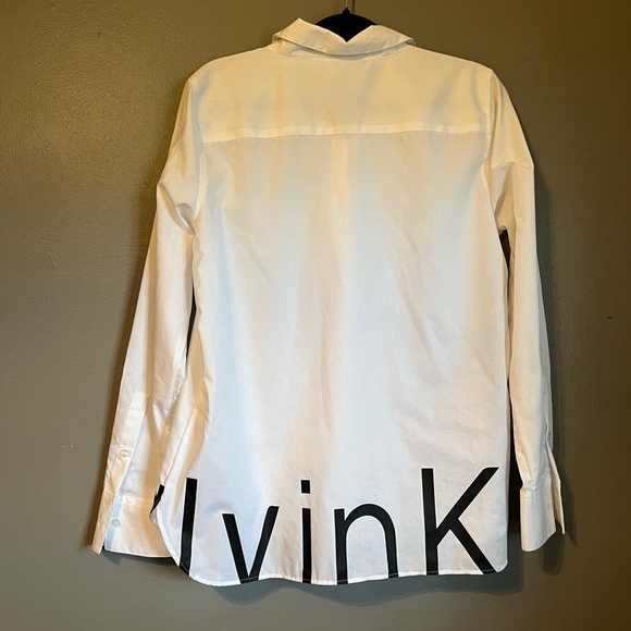 NWT Calvin Klein Sz Lrg Women’s Logo Trim Long Sleeve Cotton Button-down Top $89 - Picture 12 of 12